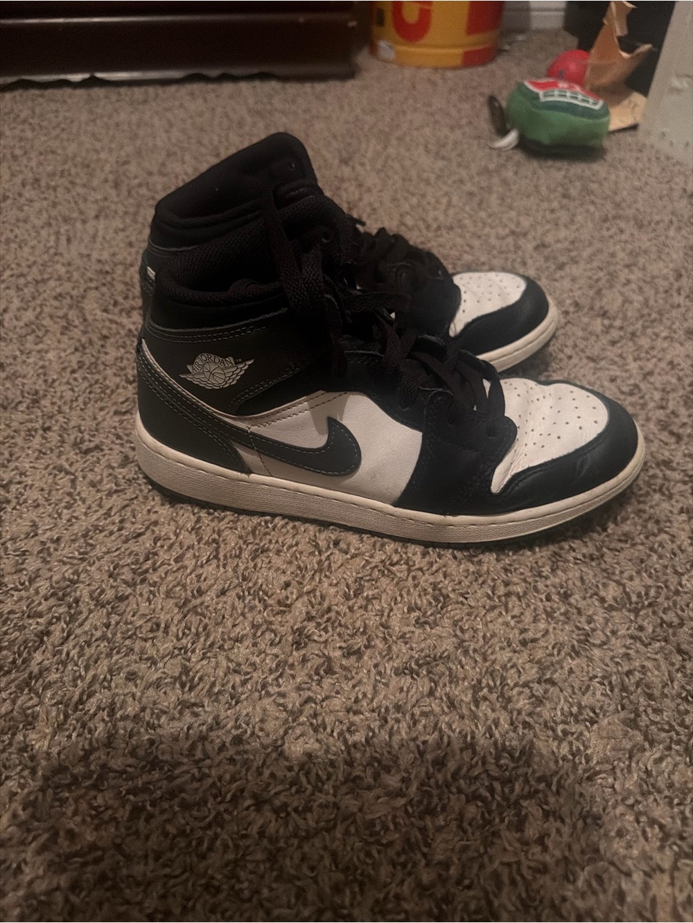Black and White High-Top Youth Sneakers
